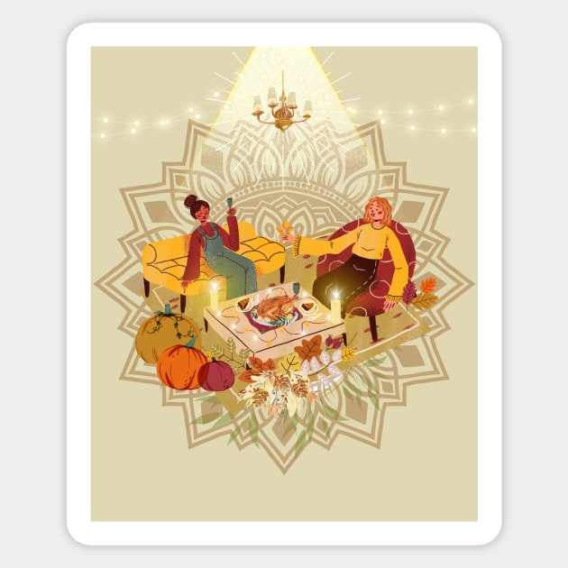 Thanksgiving Dinner with friends Sticker by ariverde